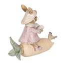 Clayre & Eef Beeld Konijn 13x5x11 cm Beige Roze Polyresin