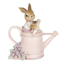 Clayre & Eef Figurine Lapin 10x6x11 cm Rose Polyrésine