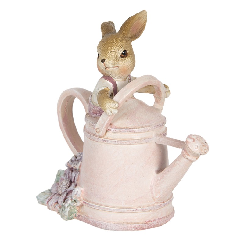 Clayre & Eef Figurine Lapin 10x6x11 cm Rose Polyrésine