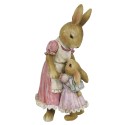 Clayre & Eef Figurine Lapin 9x8x17 cm Marron Rose Polyrésine