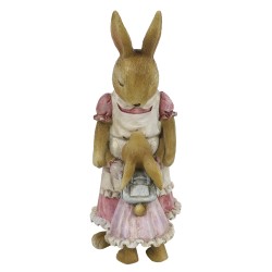 Clayre & Eef Figurine Lapin 9x8x17 cm Marron Rose Polyrésine