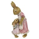 Clayre & Eef Figurine Lapin 9x8x17 cm Marron Rose Polyrésine