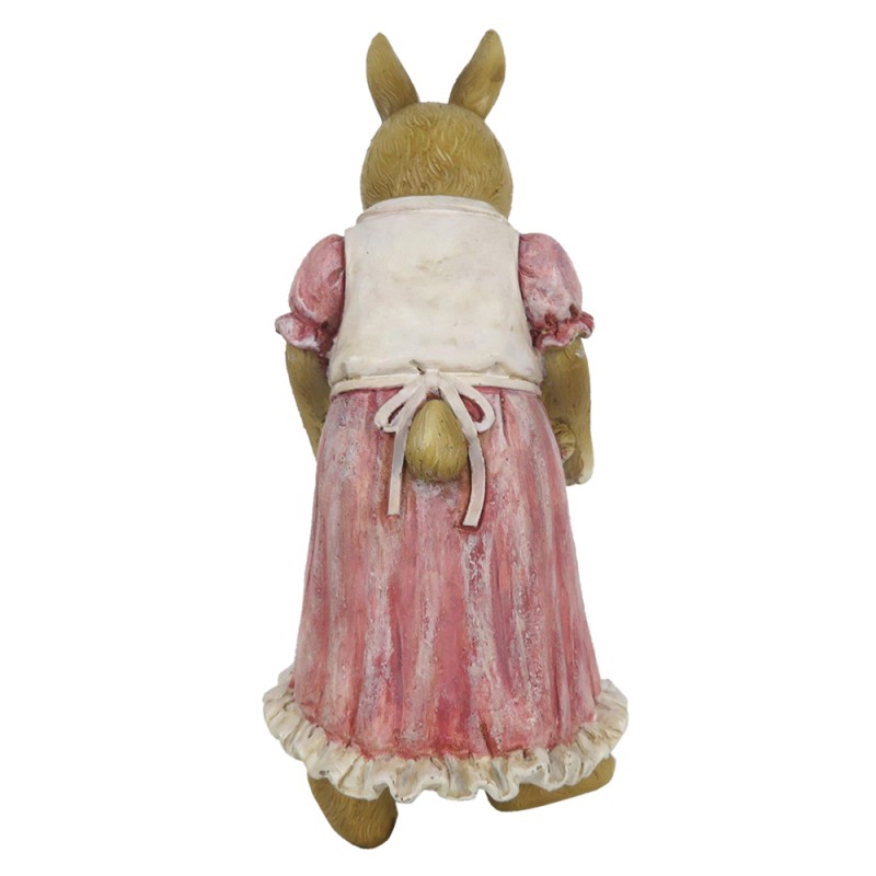 Clayre & Eef Figurine Rabbit 9x8x17 cm Brown Pink Polyresin