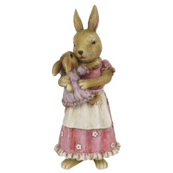 Clayre & Eef Figurine Lapin 8x7x19 cm Marron Rose Polyrésine