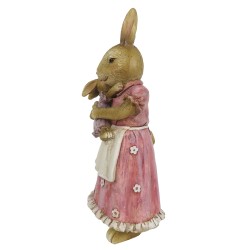 Clayre & Eef Figurine Lapin 8x7x19 cm Marron Rose Polyrésine