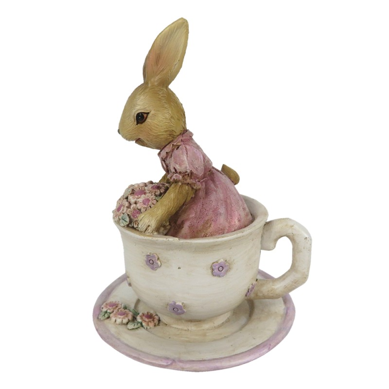 Clayre & Eef Figurine Lapin 8x8x11 cm Marron Beige Polyrésine