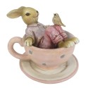 Clayre & Eef Figurine Lapin 10x8x8 cm Marron Rose Polyrésine