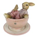 Clayre & Eef Figurine Rabbit 10x8x8 cm Brown Pink Polyresin