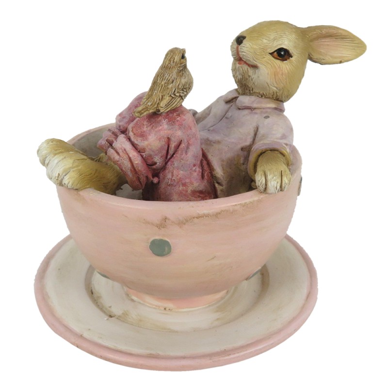 Clayre & Eef Figur Kaninchen 10x8x8 cm Braun Rosa Polyresin