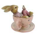 Clayre & Eef Figurine Lapin 10x8x8 cm Marron Rose Polyrésine