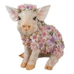 Clayre & Eef Figur Schwein 24x16x23 cm Rosa Polyresin Schwein