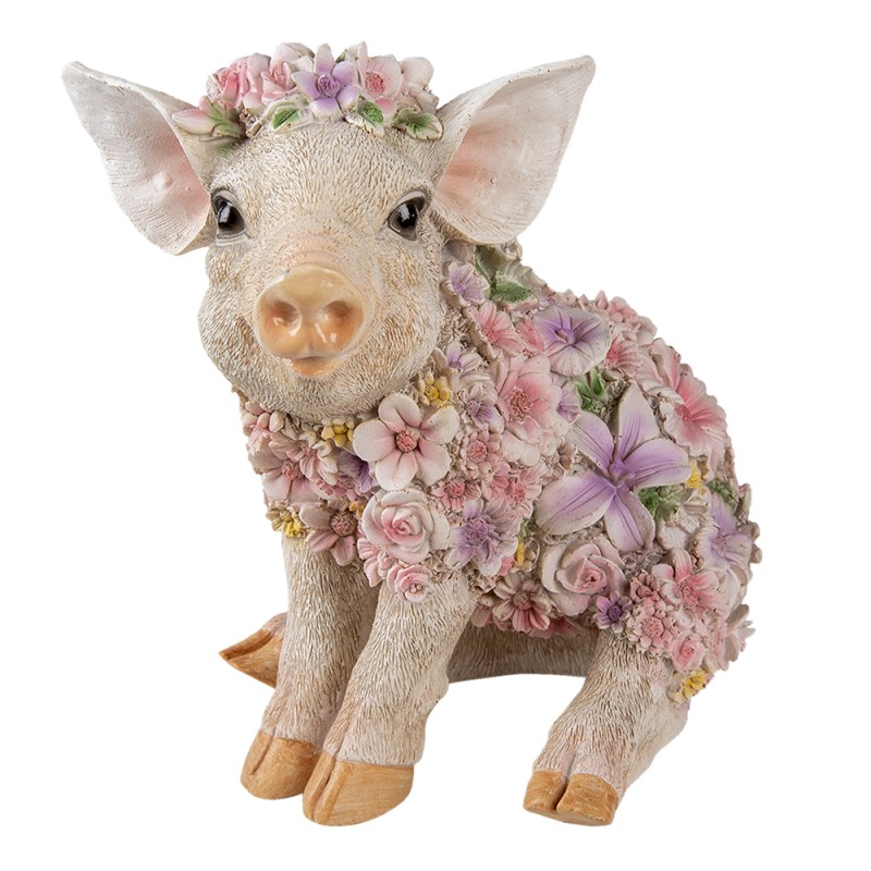 Clayre & Eef Figurine Cochon 24x16x23 cm Rose Polyrésine Cochon