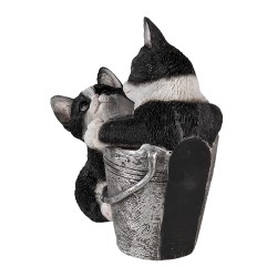 Clayre & Eef Figurine Cat 23x13x18 cm Black White Polyresin