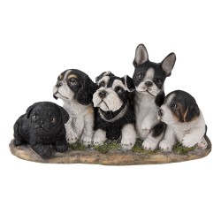 Clayre & Eef Beeld Hond 33x12x17 cm Zwart Wit Polyresin