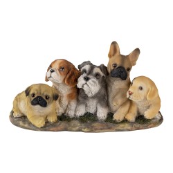 Clayre & Eef Beeld Hond 33x12x17 cm Bruin Beige Polyresin