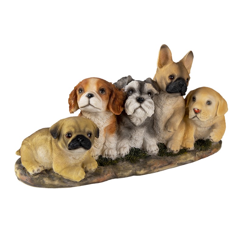 Clayre & Eef Beeld Hond 33x12x17 cm Bruin Beige Polyresin