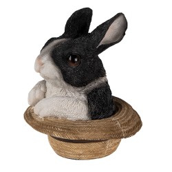 Clayre & Eef Figurine Lapin 12x12x14 cm Noir Blanc Polyrésine