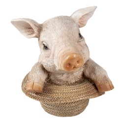 Clayre & Eef Figurine Cochon 13x12x14 cm Rose Polyrésine Cochon