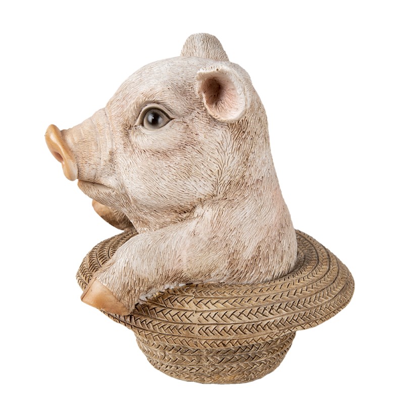 Clayre & Eef Figurine Cochon 13x12x14 cm Rose Polyrésine Cochon