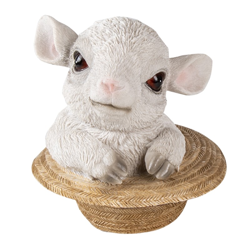 Clayre & Eef Beeld Schaap 12x12x12 cm Beige Polyresin