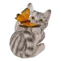 Clayre & Eef Figurine Chat 14x8x11 cm Gris Polyrésine