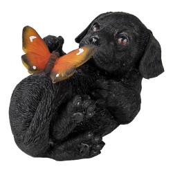 Clayre & Eef Beeld Hond 14x9x10 cm Zwart Polyresin