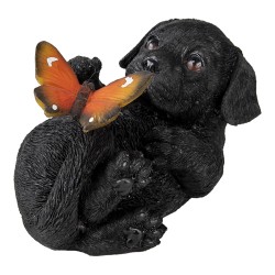 Clayre & Eef Figurine Dog 14x9x10 cm Black Polyresin