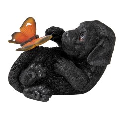 Clayre & Eef Figur Hund 14x9x10 cm Schwarz Polyresin