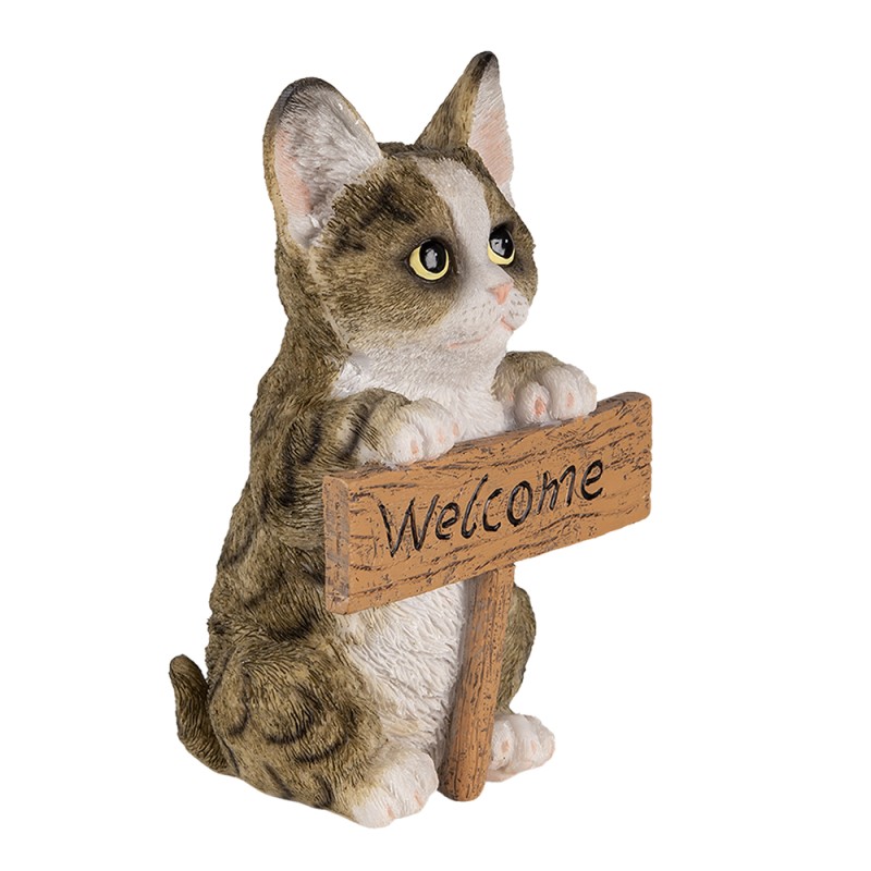 Clayre & Eef Statuetta Gatto  12x9x19 cm Marrone Poliresina Welcome