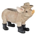 Clayre & Eef Blumentopf Schwein 33x15x24 cm Beige Kunststoff