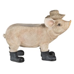 Clayre & Eef Blumentopf Schwein 33x15x24 cm Beige Kunststoff