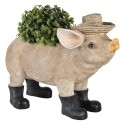 Clayre & Eef Blumentopf Schwein 33x15x24 cm Beige Kunststoff