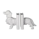 Clayre & Eef Serre-livres set de 2 Chien 28x12x22 cm Blanc Plastique