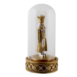 Clayre & Eef Glass Bell Jar Nutcracker 24 cm  LED Gold colored Plastic Glass