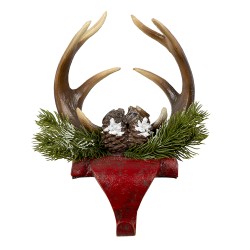 Clayre & Eef Hook Christmas Stocking Antler 18x24x15 cm Red Brown Plastic