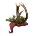 Clayre & Eef Haak Kerstsok Gewei 18x24x15 cm Rood Bruin Kunststof