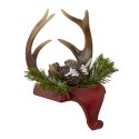 Clayre & Eef Haak Kerstsok Gewei 18x24x15 cm Rood Bruin Kunststof