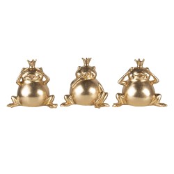 Clayre & Eef Statuette Set di 3 Rana 14x8x12 cm Color oro Poliresina