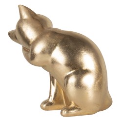 Clayre & Eef Statuetta Gatto  21x13x20 cm Color oro Poliresina