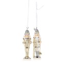 Clayre & Eef Christmas Ornament Set of 2 Nutcracker 10 cm Silver colored Plastic