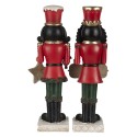 Clayre & Eef Statuetta Schiaccianoci 35 cm Rosso Bianco  Poliresina Merry Christmas