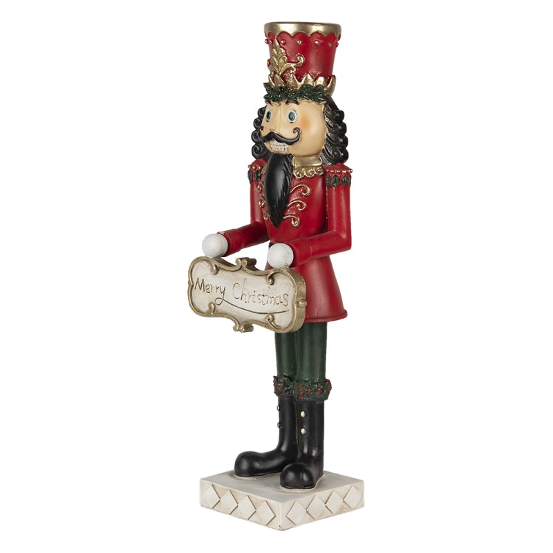 Clayre & Eef Figurine Casse-noisette 35 cm Rouge Blanc Polyrésine Merry Christmas