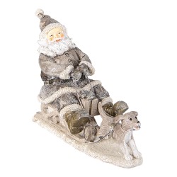 Clayre & Eef Figur Weihnachtsmann 24x8x16 cm Grau Polyresin