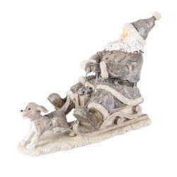 Clayre & Eef Figurine Père Noël 24x8x16 cm Gris Polyrésine