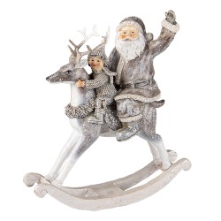 Clayre & Eef Figurine Père Noël 22 cm Gris Blanc Polyrésine