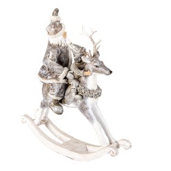 Clayre & Eef Figurine Père Noël 22 cm Gris Blanc Polyrésine