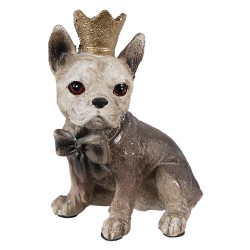 Clayre & Eef Figur Hund 7x6x11 cm Braun Polyresin Krone