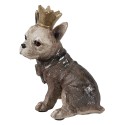 Clayre & Eef Figurine Chien 7x6x11 cm Marron Polyrésine Couronne