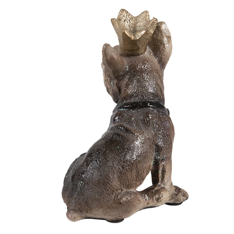 Clayre & Eef Figurine Chien 7x6x11 cm Marron Polyrésine Couronne