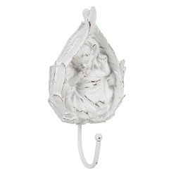 Clayre & Eef Wall Hook Leaf 8x5x17 cm White Plastic